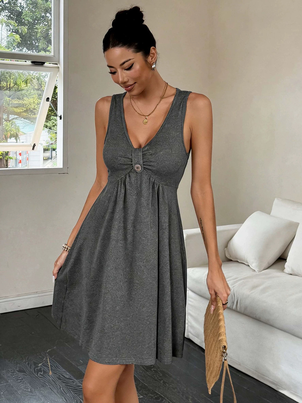 ZARA Summer Sleeveless Mini Dress Slim Fit Casual Versatile